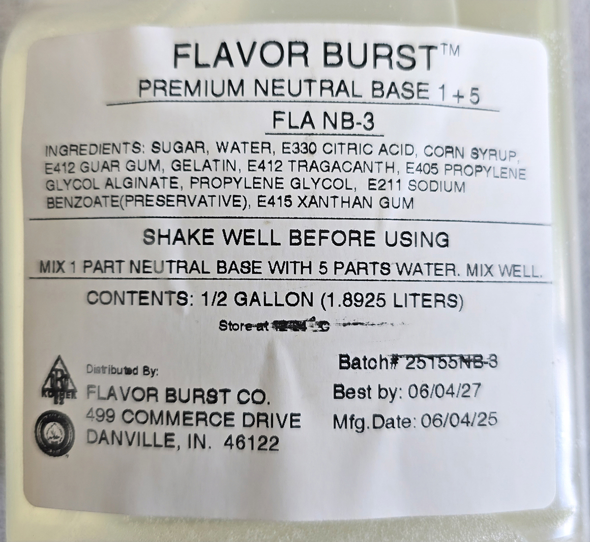 Neutral Base Neutral Base Slush Label – Flavor Burst Syrup Shop
